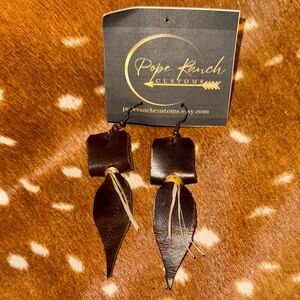 Pope Ranch Customs Brown Leather Earrings